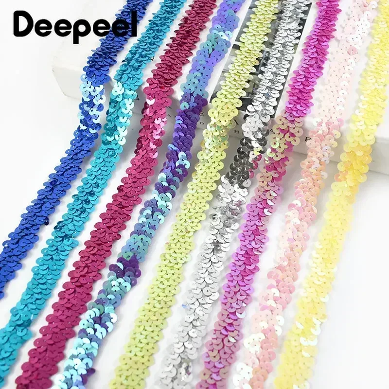 2/5/10Meters Deepeel 20mm Sequins Lace Ribbon Trim Strech Elastic Band Wedding Dress Garment Decoration DIY Sewing Accessories