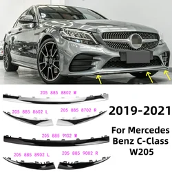 Chrome plated Bumper Lip Spoiler Splitters Trim Strip For Mercedes Benz C -Class W205  2019-2021