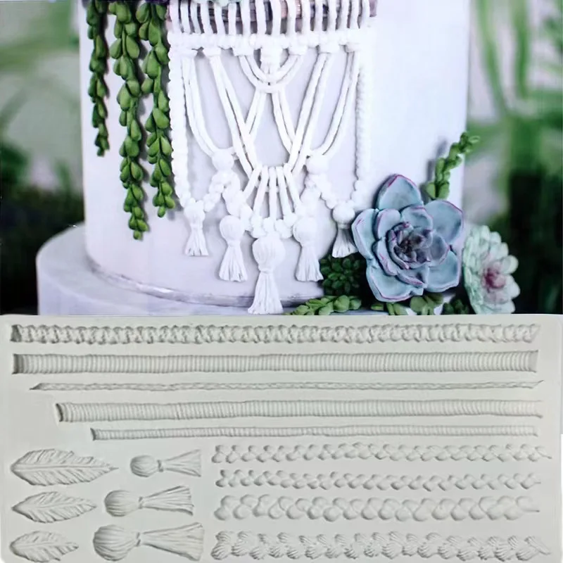 

Hemp Rope Accessories Macrame Silicone Mold Fondant Cakes Decorating Mould Sugarcraft Chocolate Baking Tools For Cakes Gumpaste