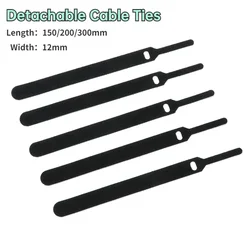 Wire Organizer Releasable Cable Ties Black 15/20/30cm Nylon Hook Loop Straps Wrap Zip Bundle Bandage Tie Plastics Fastening
