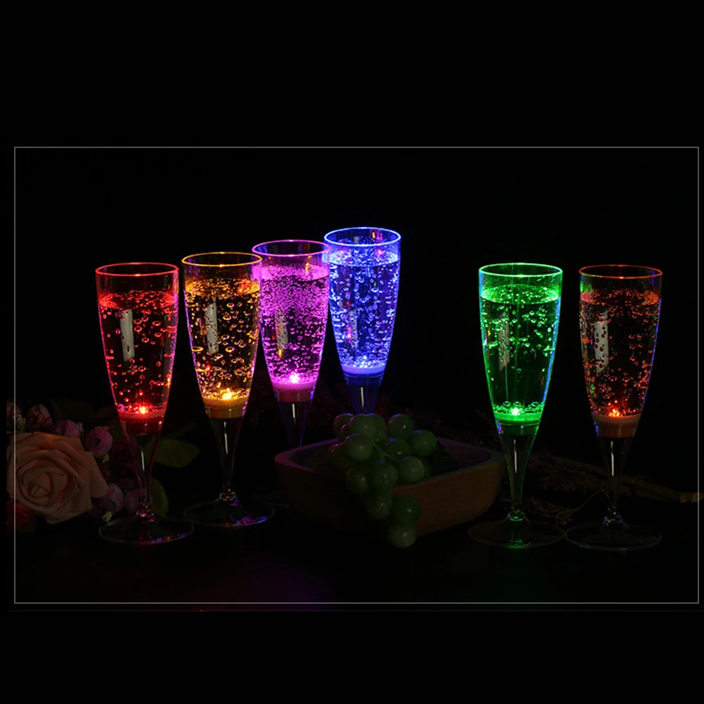 

6 шт. светодиодные очки, активированные жидкостью, праздничный бокал, блестящие светильники, чашки для вина для свадьбы, дня рождения, вечеринки, подарки