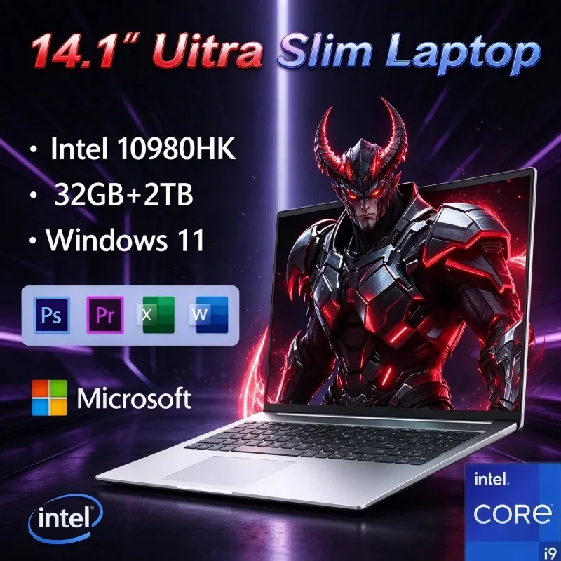 Portable Notebook 14.1 Inch Intel I9-10980HK Win11 32GB RAM 2TB SSD Big Storage High Performance Laptop For Daily Entertainment