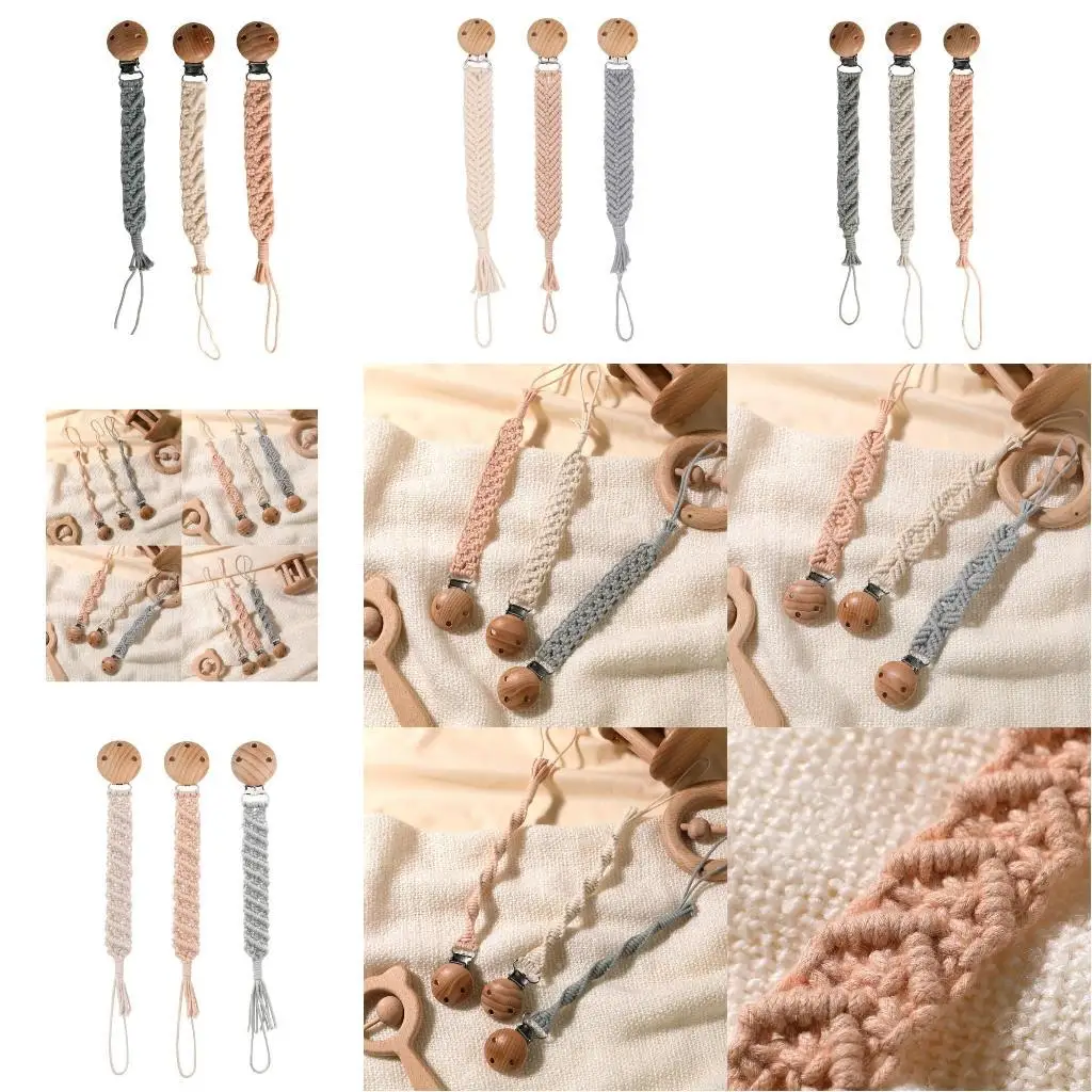 

3xPacifier Clip Chain Hand-knitting Toddler Feeding Bottle Strap Belt for 0-24M L8RB