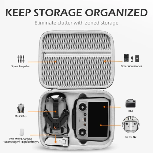 Imagen 2 del producto XFJI Estuche de transporte portátil para DJI Mini 5 Pro caja de almacenamiento para DJI Mini 5 Pro bolso de carcasa dura accesorios para drones bolso de hombro