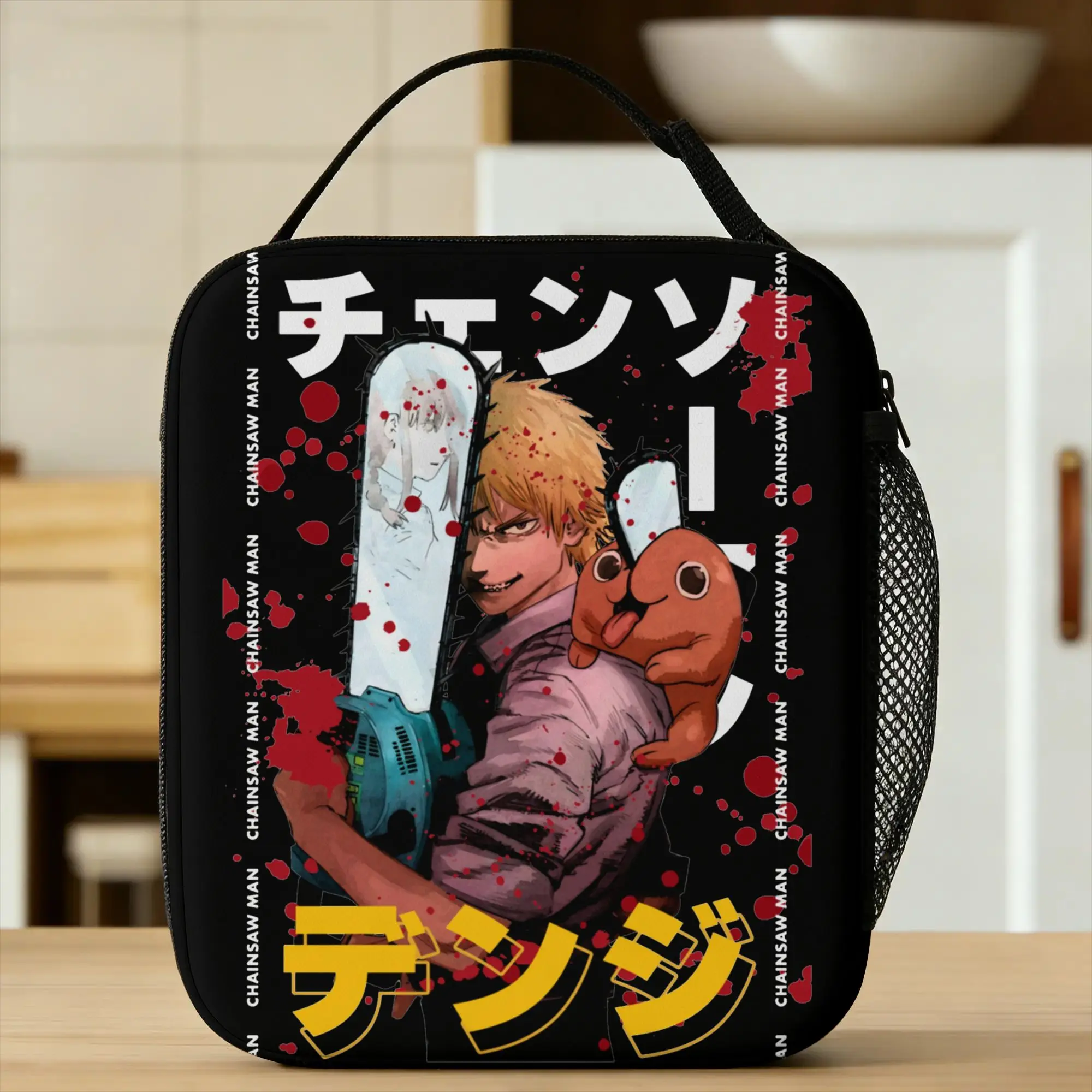C-Chainsaws Man Insulated Lunch Bags Thermal Bag Reusable,Lunch Container Pochita Portable Tote Lunch Box Food Bag