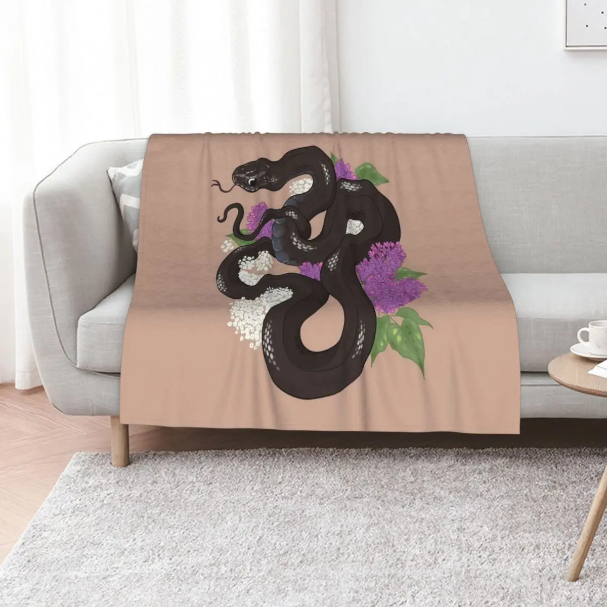Mexican Black Kingsnake and Lilacs Throw Blanket Luxury St Loose blankets ands decorative valentine gift ideas Blankets