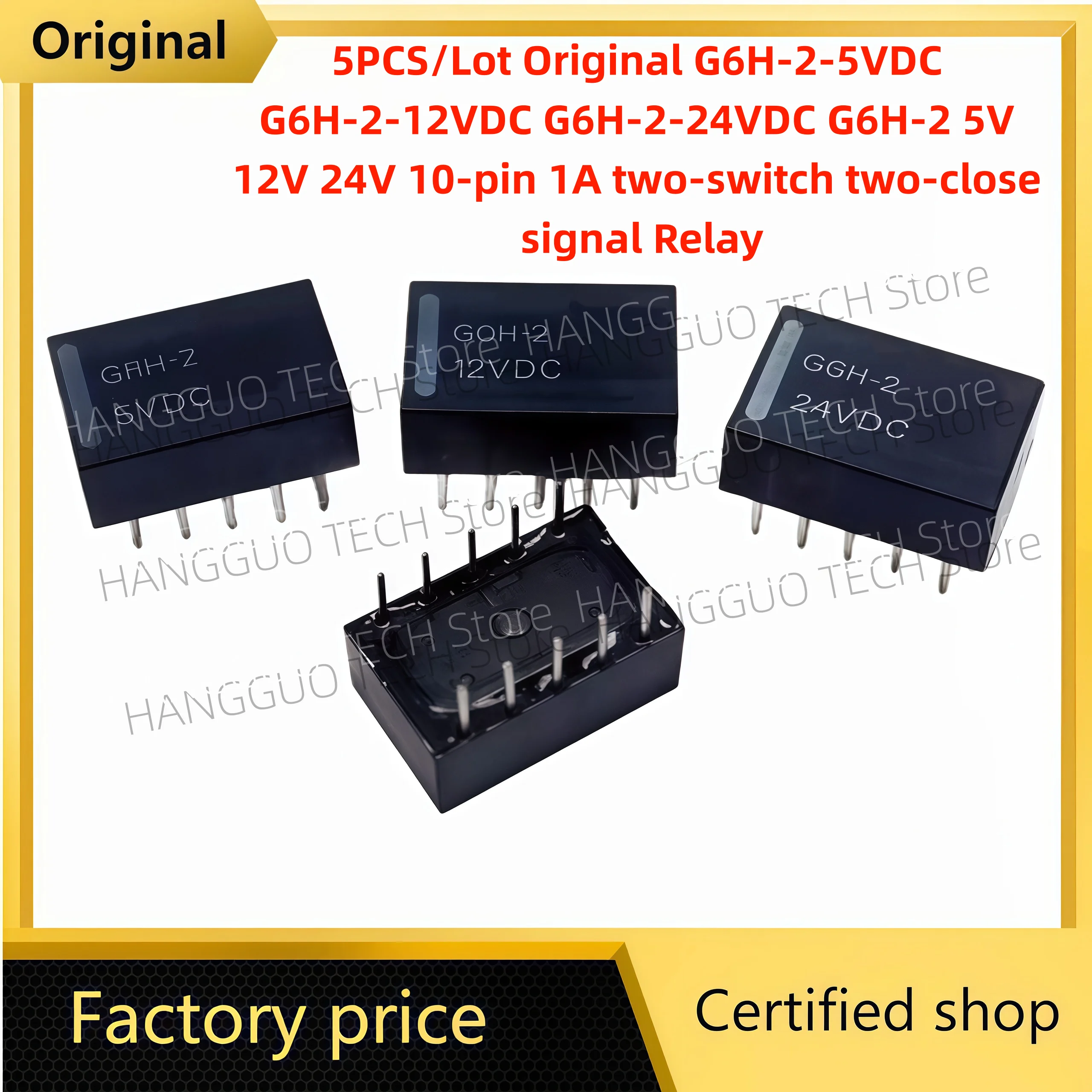 5PCS/Lot   G6H-2-5VDC G6H-2-12VDC G6H-2-24VDC G6H-2 5V 12V 24V 10-pin 1A two-switch two-close signal Relay
