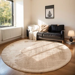 Cream Style Bedroom Decor Round Carpet Light Luxury Carpets for Living Room Anti-slip Lounge Plush Floor Mat Home Thick Soft Rug