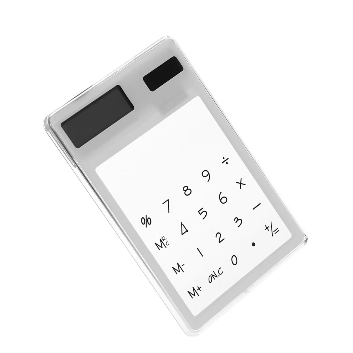 Solar Powered Calculator White Transparent Touch Panel 8 Digit Display Portable Compact Design for Home Office School Use