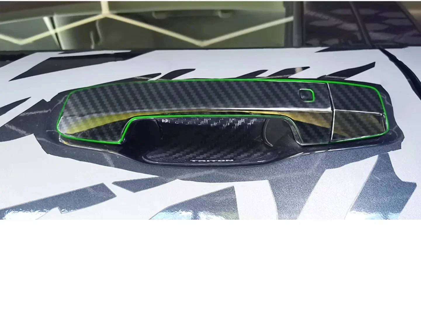 

For Mitsubishi Triton L200 2023 2024 ABS carbon Door Handle Bowl Cover Cup Cavity Trim Insert Catch Molding Garnish Car Styling