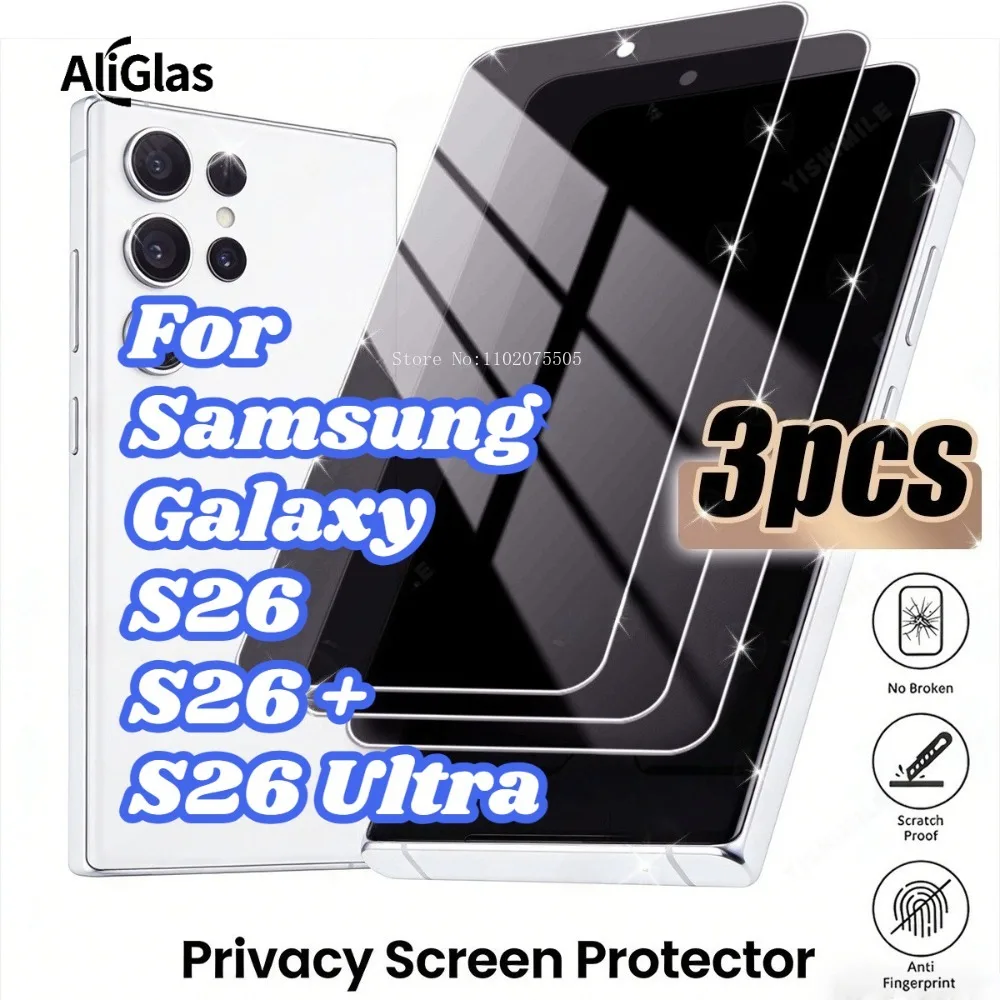 

3 Pack Compatible for Samsung Galaxy S26 Ultra S26 Plus Privacy Screen Protector For Samsung Galaxy S26 9H Tempered Glass Film