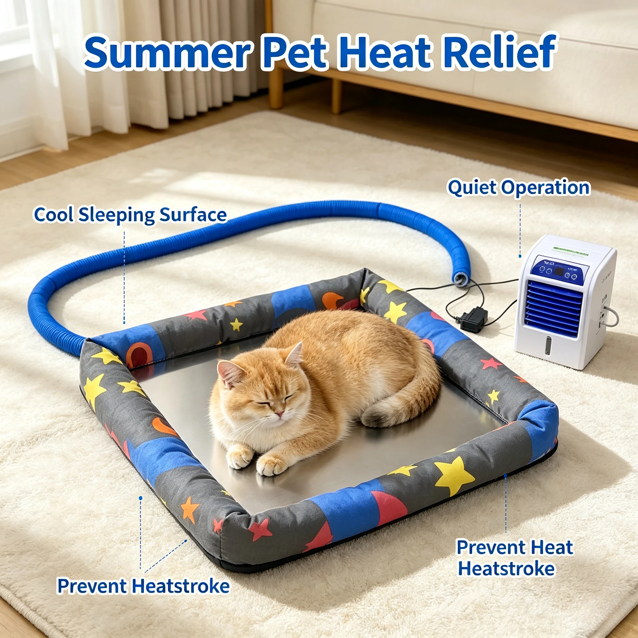 Pet Water Cooling Aluminum Mat Summer Cool Ice Pad Heat Dissipation Air Conditioner Fan Cooling Bed For Dogs Cats