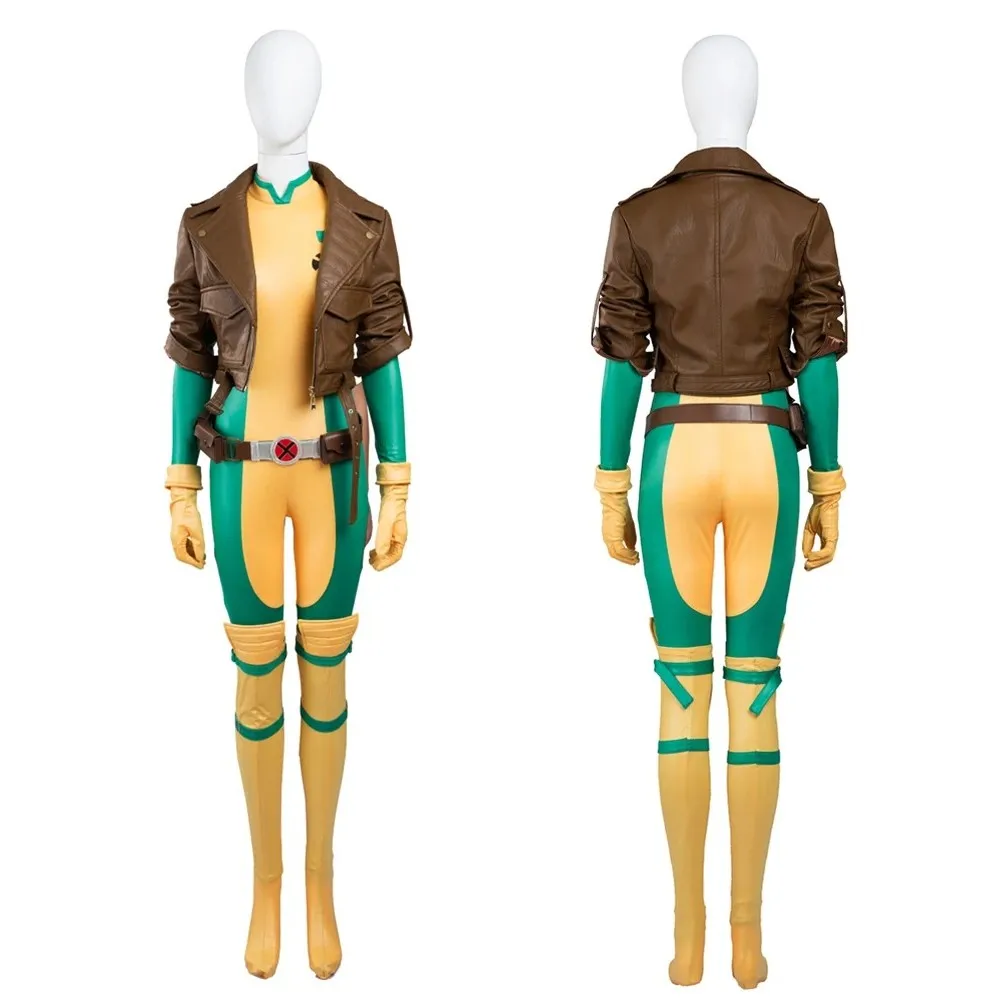 Woman Rogue Cosplay Costume Anna Bodysuit Leather Coat Outfit Full Set and Individual Items Are Sold Halloween Deguisement