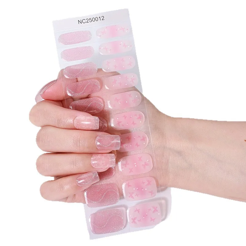 20 dicas olho de gato semi-cururado gel adesivo de unhas borboleta uv/lâmpada led gel unha polonês envolve tiras de gel completo de longa duração decoração de unhas