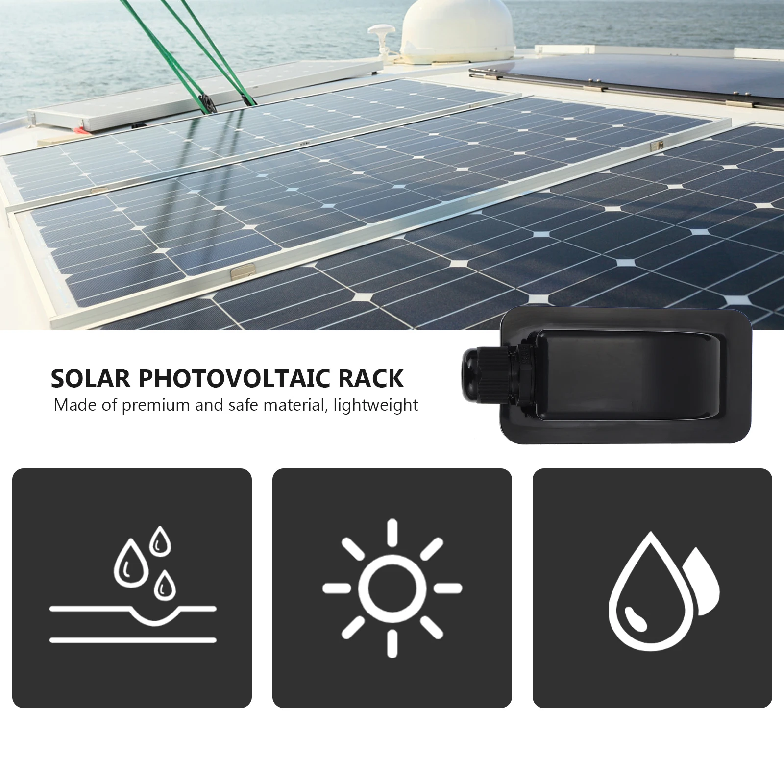 

Solar Bracket Weatherproof Cable Single Entry Electric Wire Black Connector ABS Durable Easy Installation Practical Use Solar