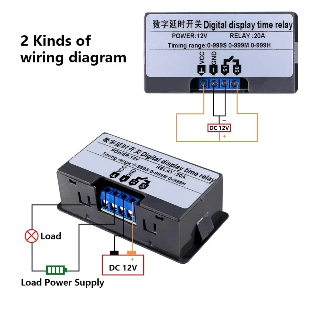 AC 110V 220V Digital Time Delay Relay Dual LED Display Cycle Timer Control Switch Adjustable Timing Relay Time Delay Switch