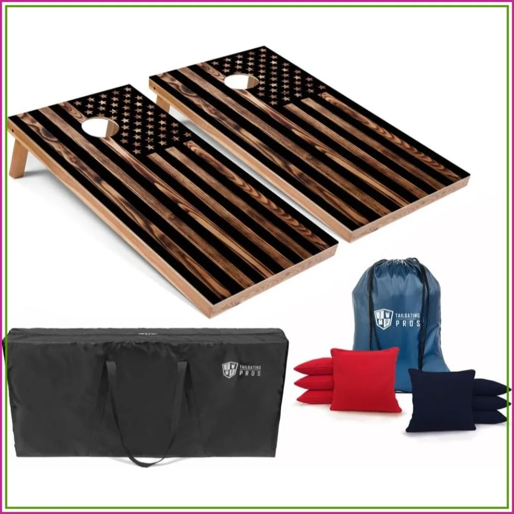 

Official Size Cornhole Set – 4x2 Wooden Boards, 8 Bean Bags, Carrying Case – Perfect for Tailgate & Yard Games