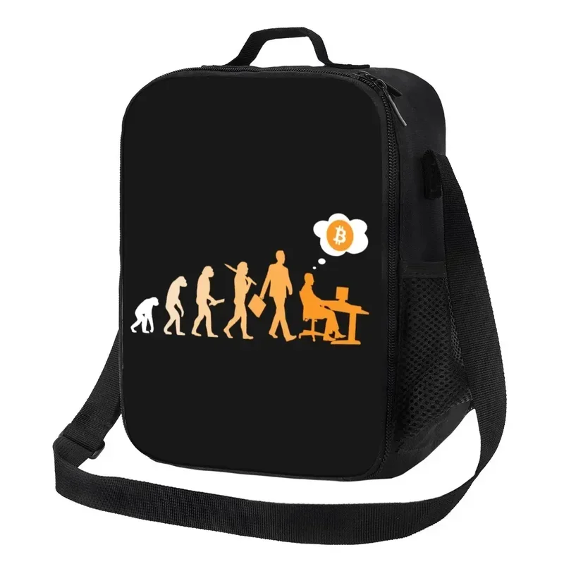 Bitcoin Evolution Insulated Lunch Bags for Outdoor Picnic BTC Cryptocurrency Leakproof Cooler Thermal Bento Box Women Kids