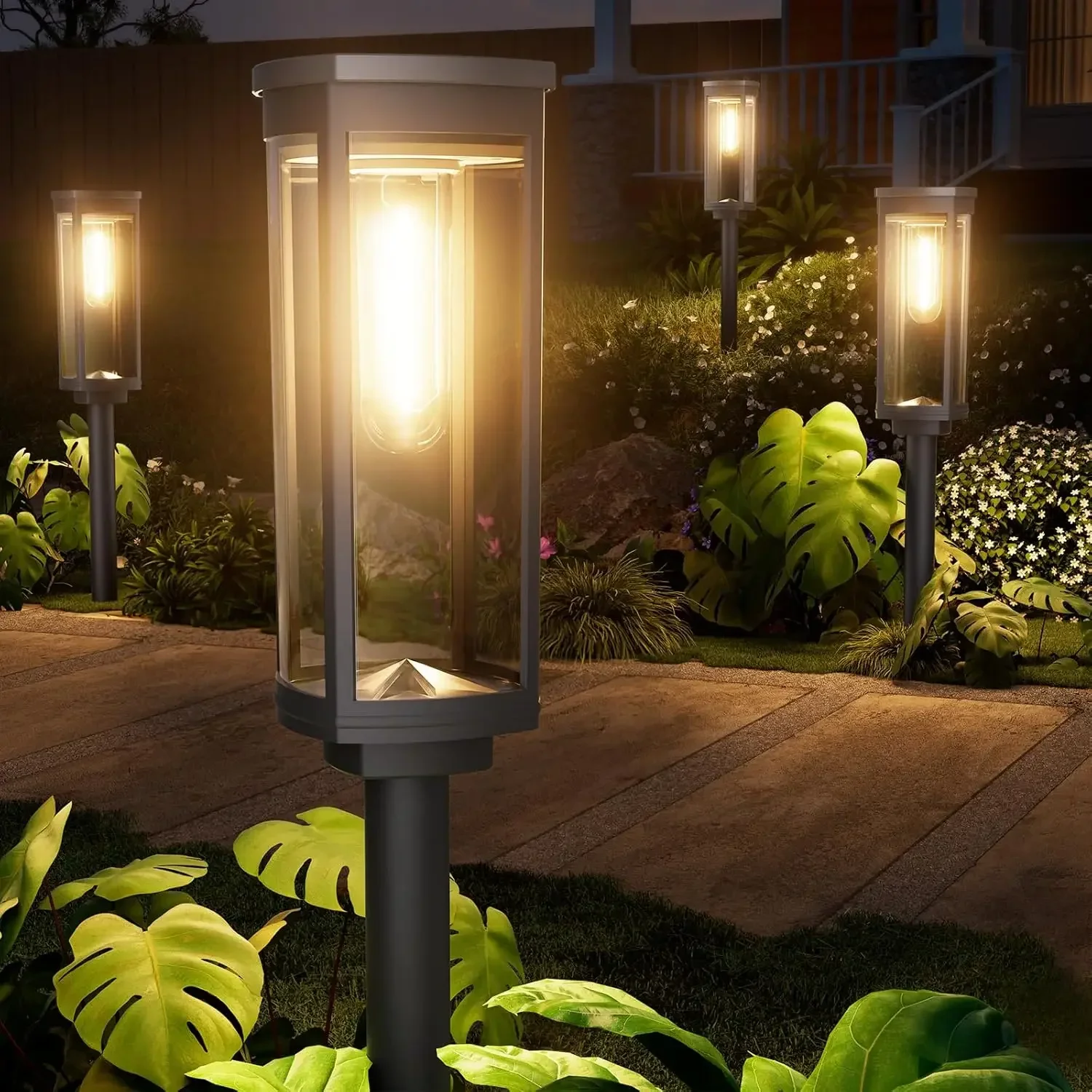 12 Pack Solar Pathway Lights Outdoor IP65 Waterproof Super Brightness Solar Powered Landscape Path Lights for Outside Walkway Dr