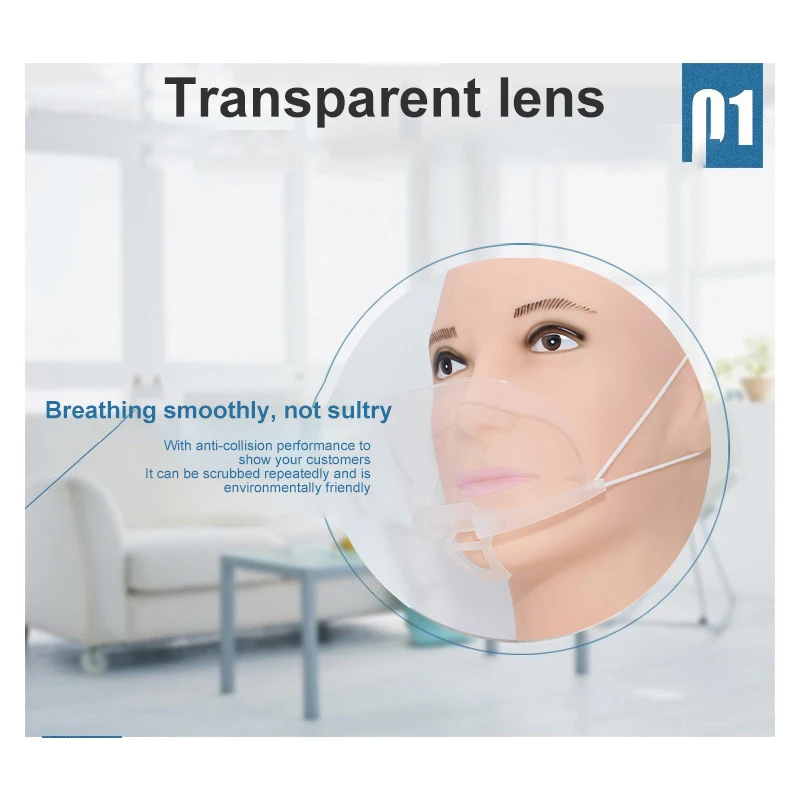 Anti-spitting Mask Plastic Transparent Masks Shield Cover Permanent Restaurant Kitchen Tools Anti-saliva Mouth Shield Reusable