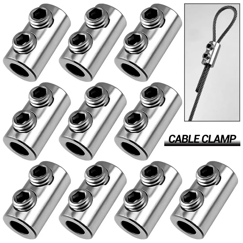 10Pcs Double Hole Cable Clamp Heavy Duty 1.5-5mm Wire Adjustable Wire Rope Clip Multi Purpose Durable Pipe Clamp