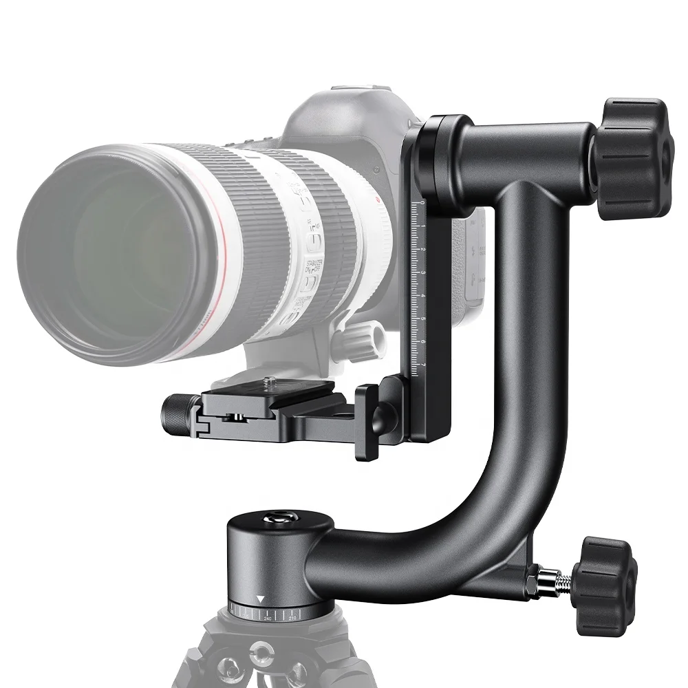 K&F Concept 44lbs/20kg Load 360 Panoramic Gimbal Tripod Head with 1/4'' Standard Quick Release Plate & Bubble Level