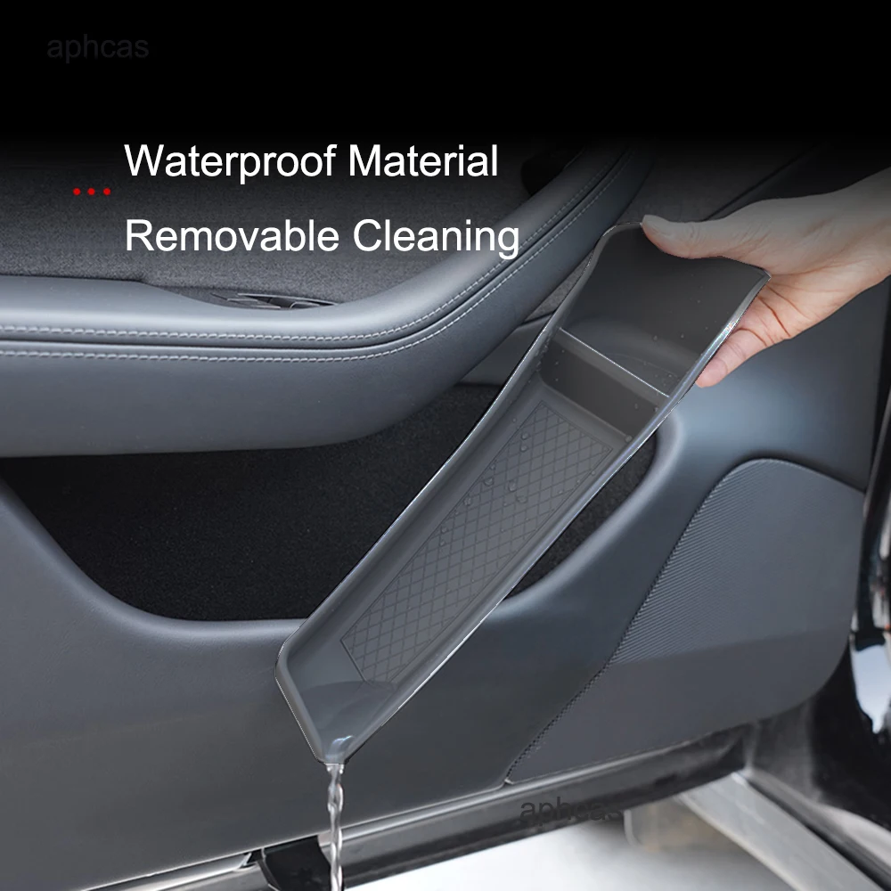 Per Tesla Model 3 Highland 2024 Car Door Side Storage Box anteriore posteriore TPE impermeabile Anti sporco Organizer Tray