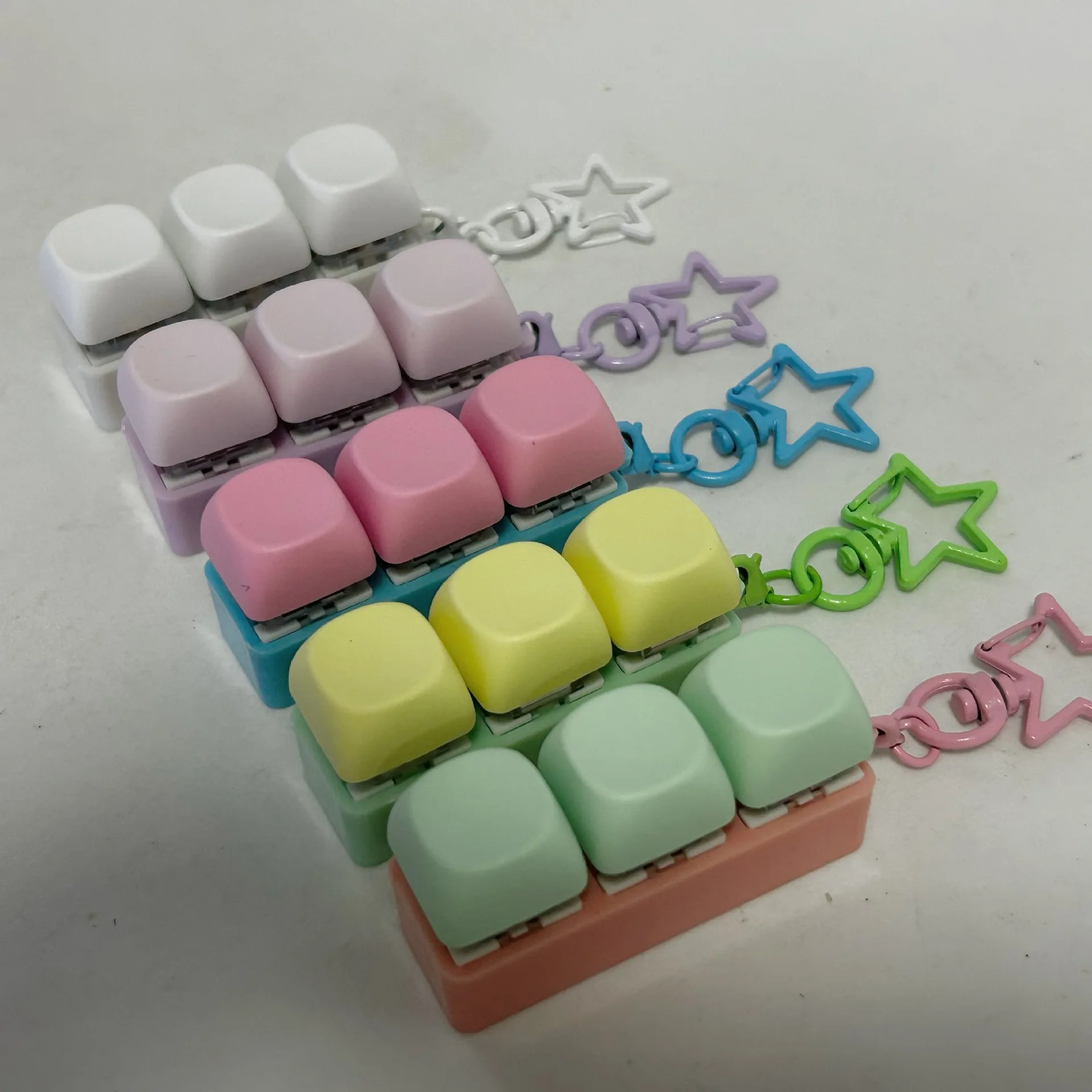 New Macaron Mechanical Keyboard Decompression Toys Triple Keyboard Shaft Tester Office Fun Finger Press Relaxation Fidget Toys