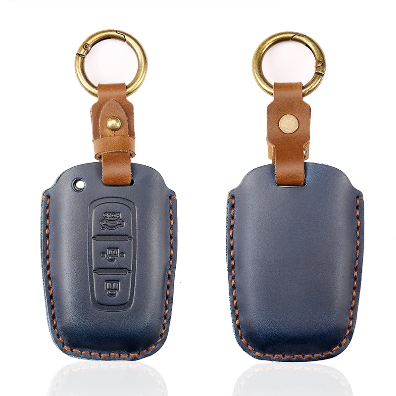 

Leather Car Key Case Cover Shell Fob For Hyundai IX35 Elantra Sonata 8 9 For Kia Sportage K5 K2 Sorento Optima Forte 2011-2015