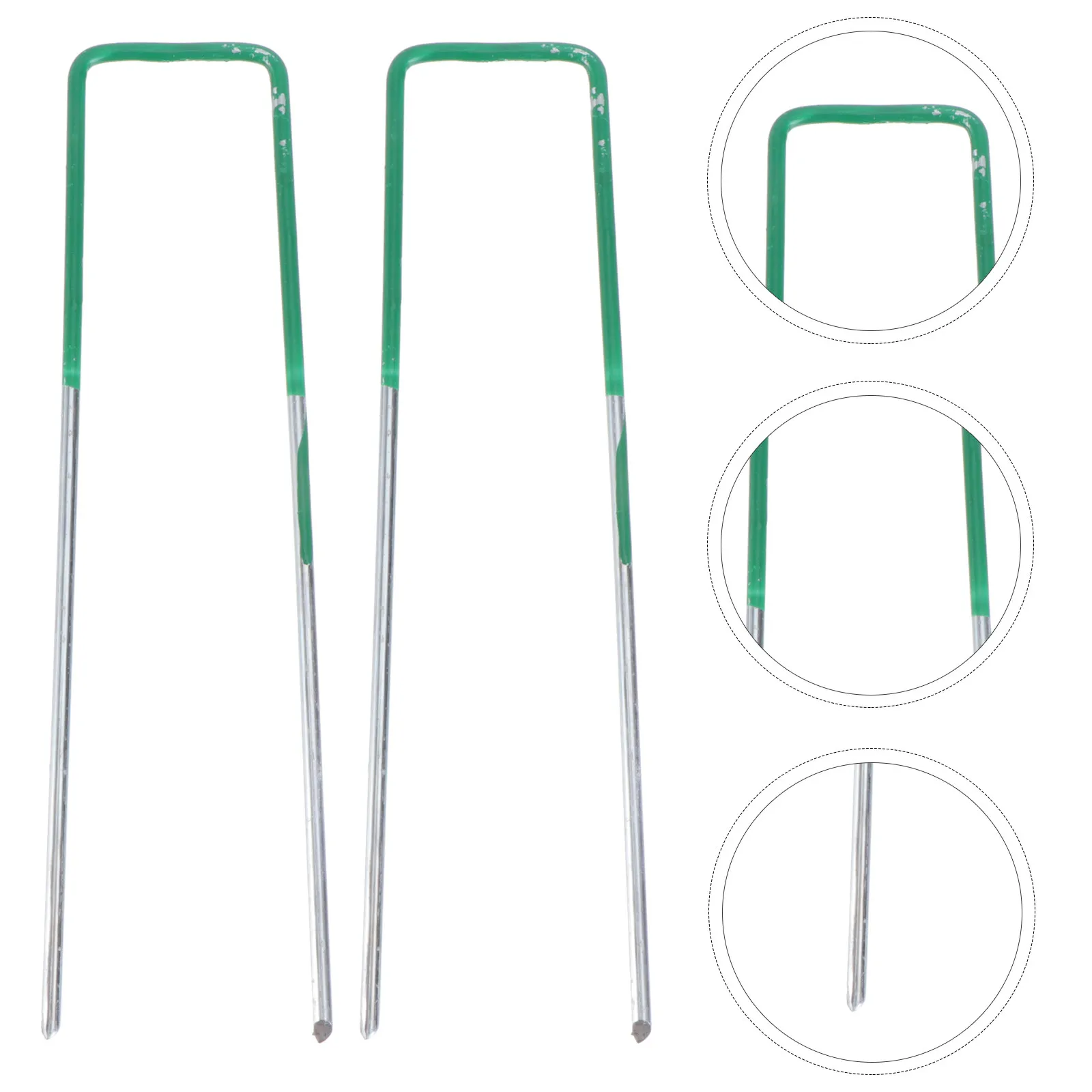 

50Pcs Lawn Sod Stakes Green Coated Metal Ground Pegs Heavy Duty Garden Fixing Pins Rust Resistant Beveled End for Outdoor