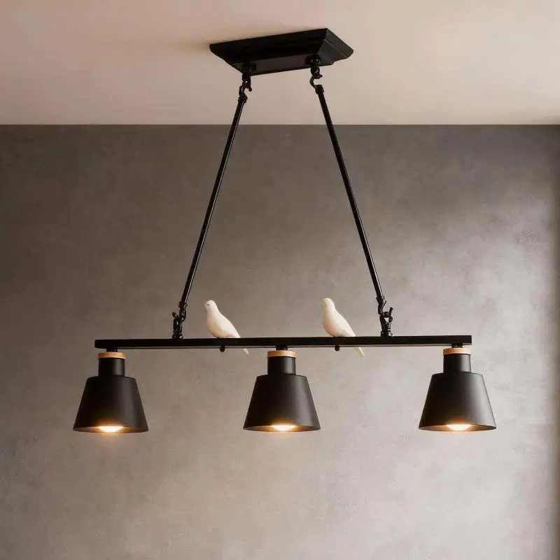 Promotional Nordic Restaurant led hanging light Three-head Personalized Creative Deer-head vintage pendant lamp Loft chandelier