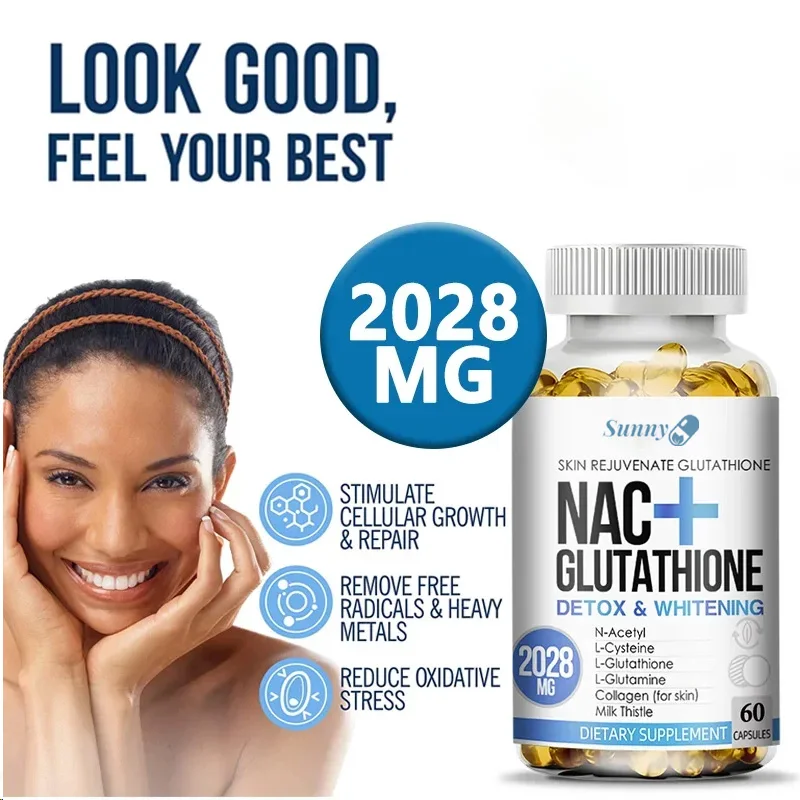 مكمل NAC L-Glutathione يدعم البشرة الجميلة والبشرة الصحية ومضادات الأكسدة والمناعة والصحة العامة