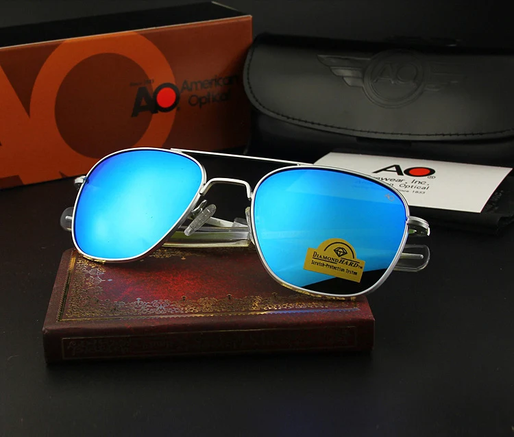 AO Sonnenbrille Mann USA Armee Militär Luftfahrt Pilot Sonnenbrille Glaslinse Frau Luxusmarke Retro Titan Rahmen Hohe Qualität – Detail 14