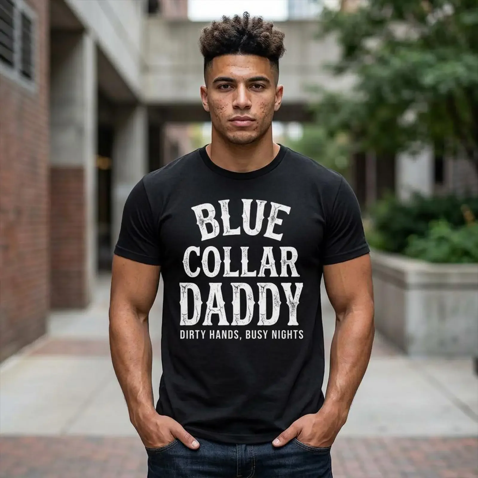 Dirty Hands Busy Nights T Shirt Funny Blue Collar Daddy Working Dad Vintage Design vintage Washed Slightly graphic