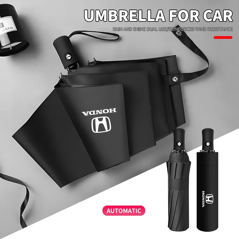 

Car Logo Umbrella Automatic Wind Resistant Rainproof Business Advertising Gift Parasol For Honda Civic City Accord CRV Hrv Jazz