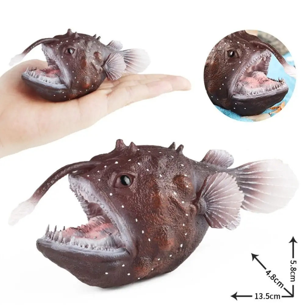 Simulation Ocean Animal Mini Angler Fish Figure PVC Educational Marine Animal Models Mini Portable Simulation Ocean Animal Model