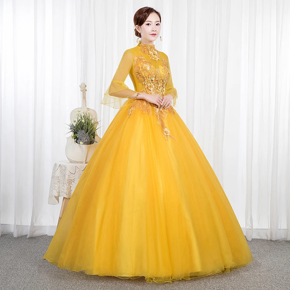 Fashion Ball Gown Women Quinceanera Dresses High Neck Appliques Prom Party Birthday Gowns Formal Vestido De Anos Sweet 16