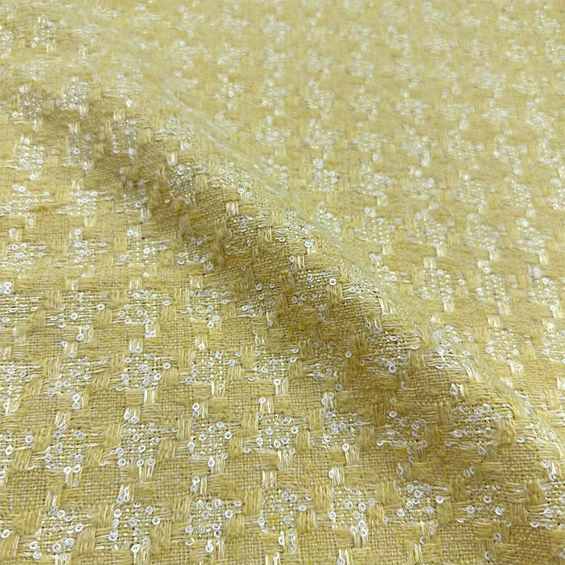 50x145cm Lattice Sequin Yarn-Dyed Braided Tweed Fabric For Women Autumn Jacket Dress Suits Coat Handbag DIY Cloth Sewing