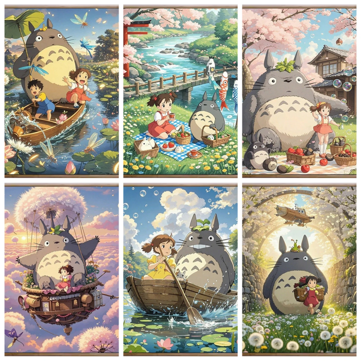 

Hayao Miyazaki Digital Oil Painting DIY Colouring Cartoon Healing Landscape Oil Painting Colouring Acrylic Painting