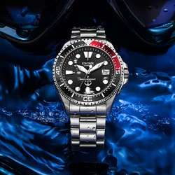 EBOHR Men's Pro Diver Mechanical Watch Luminous Dial Advanced Outdoor Waterproof Deep Diving Automatic 43MM Classic Wrist Watch