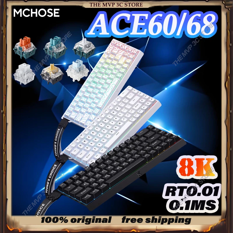 جديد MCHOSE Ace60 60Pro 68Pro مخصص التبديل المغناطيسي لوحة المفاتيح الميكانيكية TTC الألعاب مكتب الساخن مبادلة 61/68 مفاتيح الكمبيوتر المحمول هدية 8K