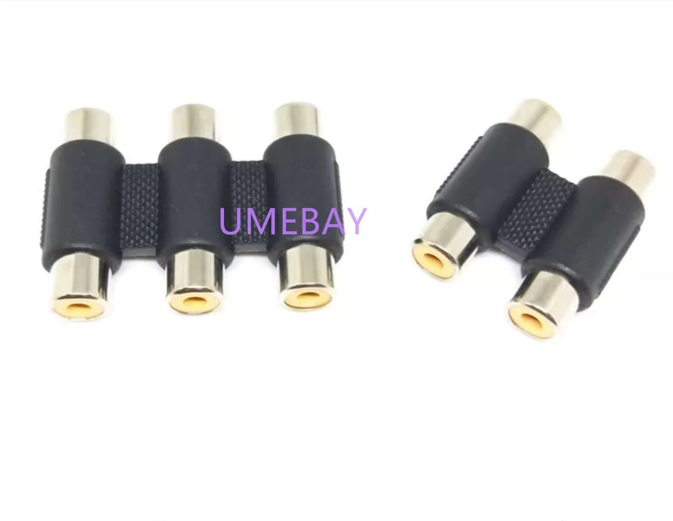 10PCS   AV straight connector plug 1/2/3RCA lotus pair connector female to female audio and video cable extension head adapter c