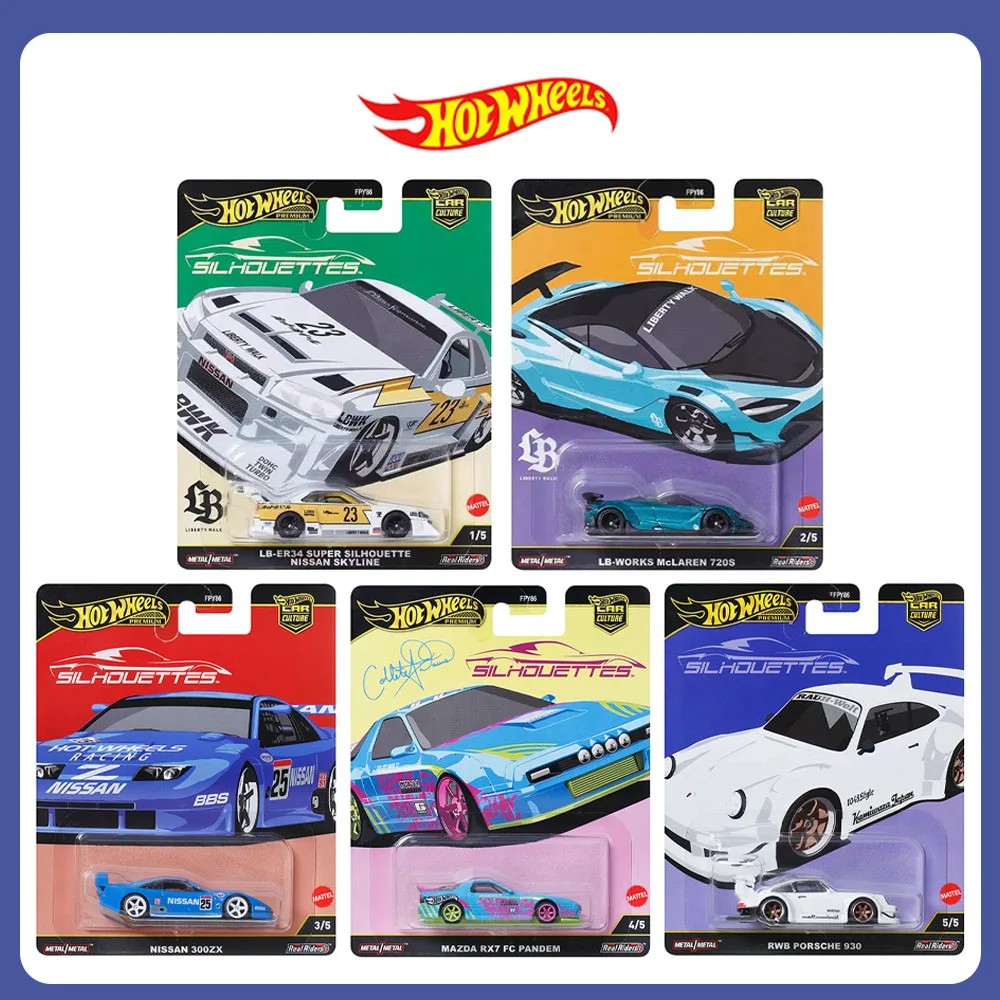 

2025 Mattel Hot Wheels Car Culture Silhouettes LB-ER34 Super Silhouette Nissan Mazda RX7 RWB Porsche 930 Collectible Car Toys