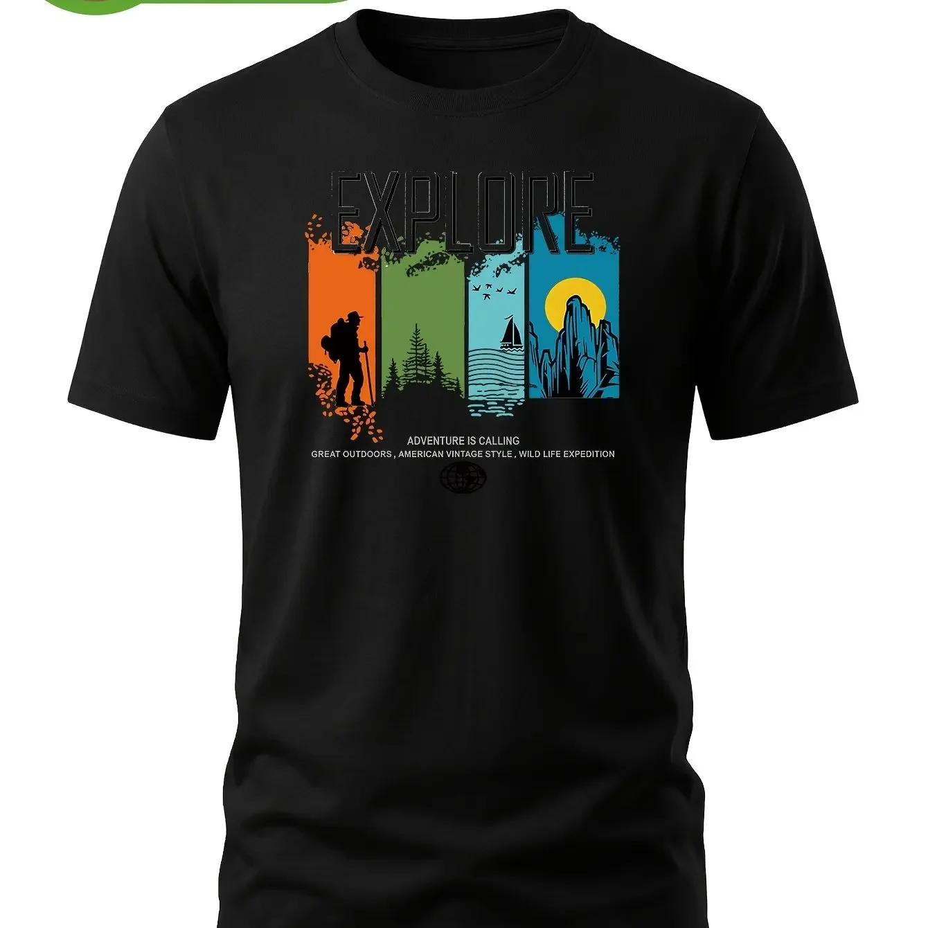 New 100% cotton summer men's and women's short sleeved T-shirt with mountain sunset pattern print, comfortable and breathable