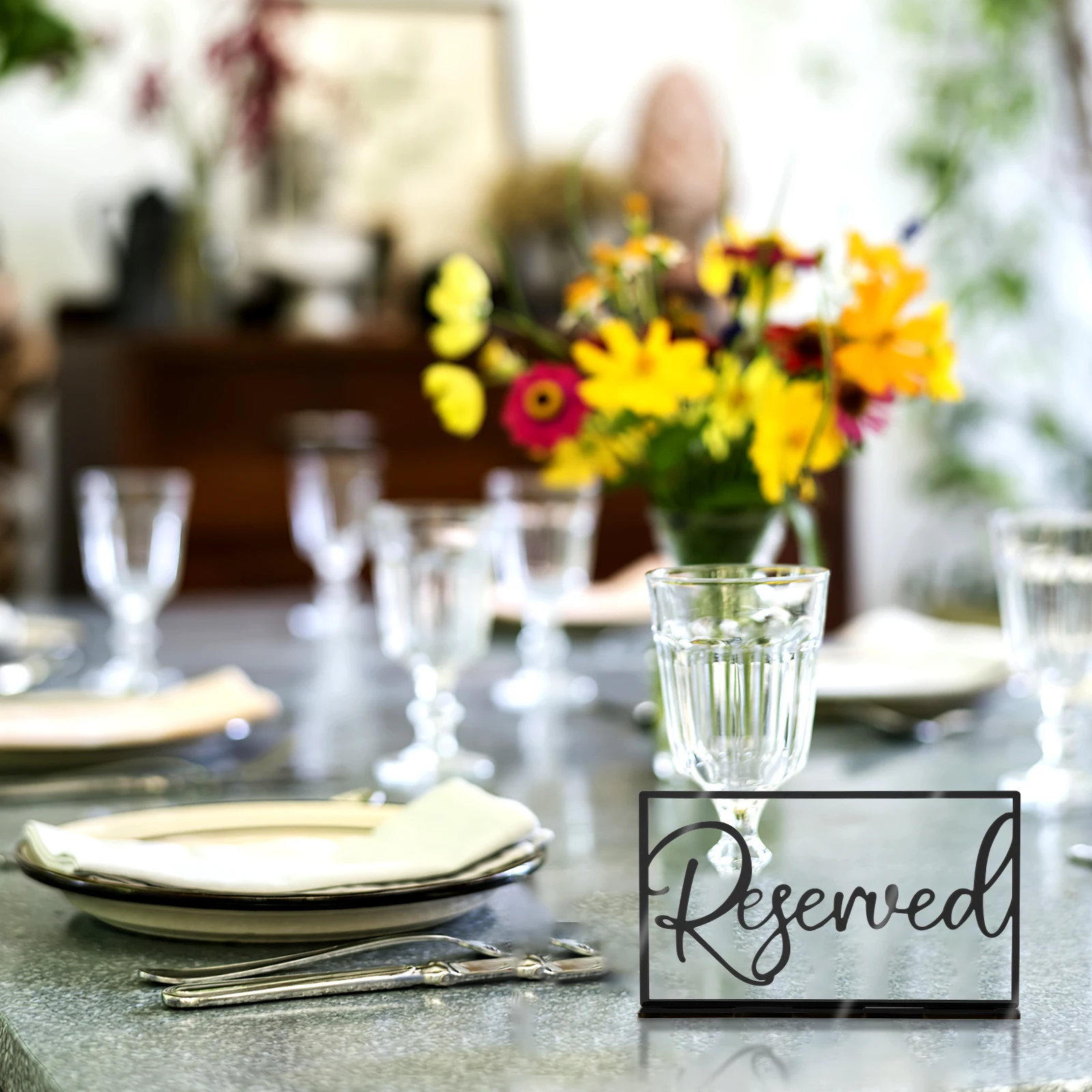 

6pcs Acrylic Reserved Table Signs Wedding Reserved Seating Signs Decorative Tabletop Sign Restaurant Banquet Party Office