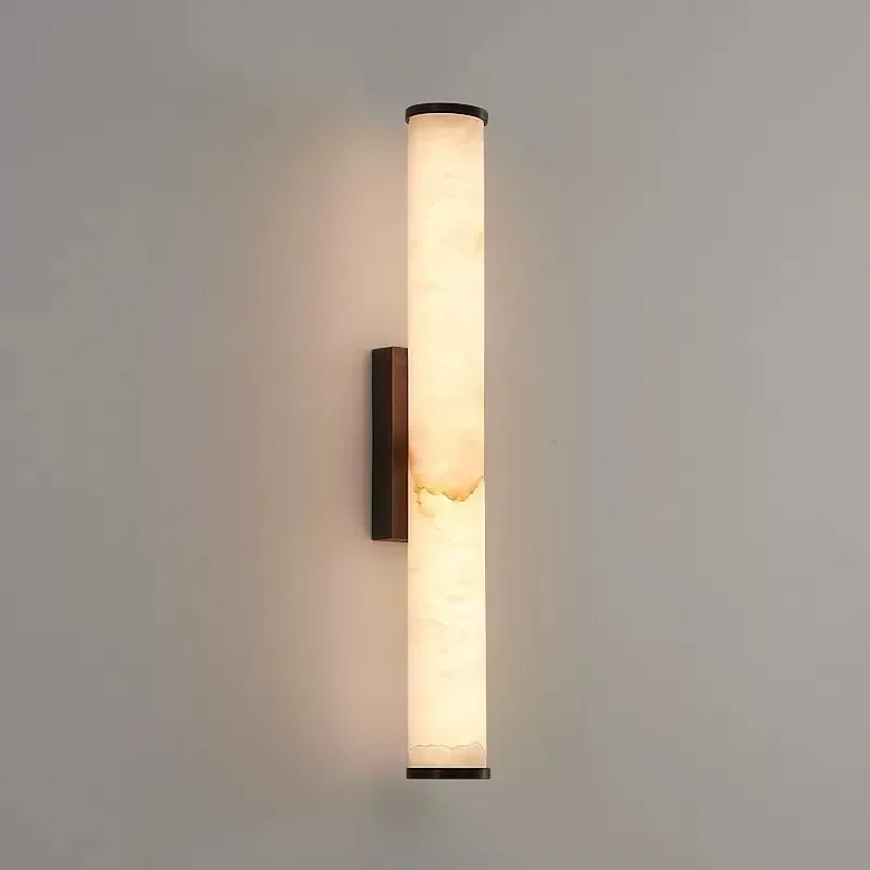 

Nordic Post-modern Simple Marble Wall Lamp Bedroom Bedside Column Living Room Background Wall Study All Copper Decorative Lamps