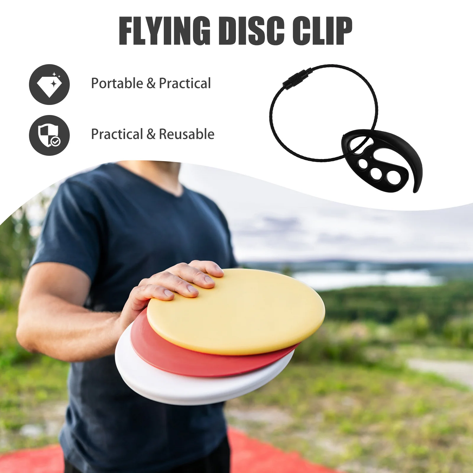 ที่หนีบจานพลาสติกแบบพกพาขนาดเล็ก 2 ชิ้น สำหรับกีฬากลางแจ้ง ที่ยึดจานน้ำหนักเบา ใช้งานสะดวกในชีวิตประจำวัน