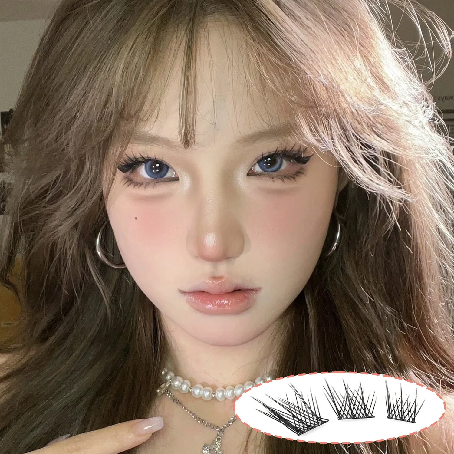 12 Rows Fox Eye Cluster Individual Segment Eyelashes Wispy Fluffy D-Curl DIY False Lashes for Beginners Winged Look