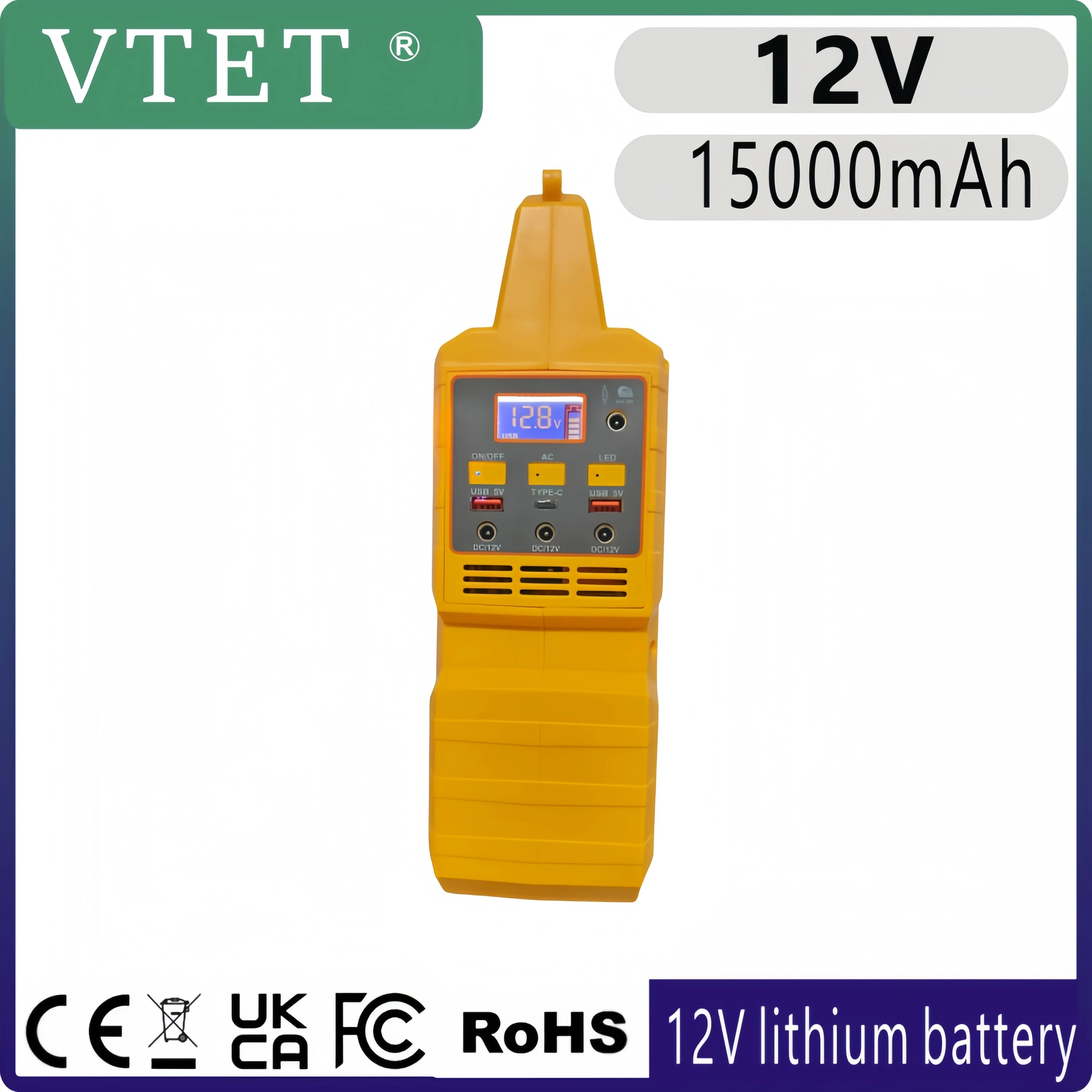 

12V15Ah High-capacity Outdoor Multifunctional Power Supply Flashlight LED Light Bluetooth Speaker Power Supply USB Charging