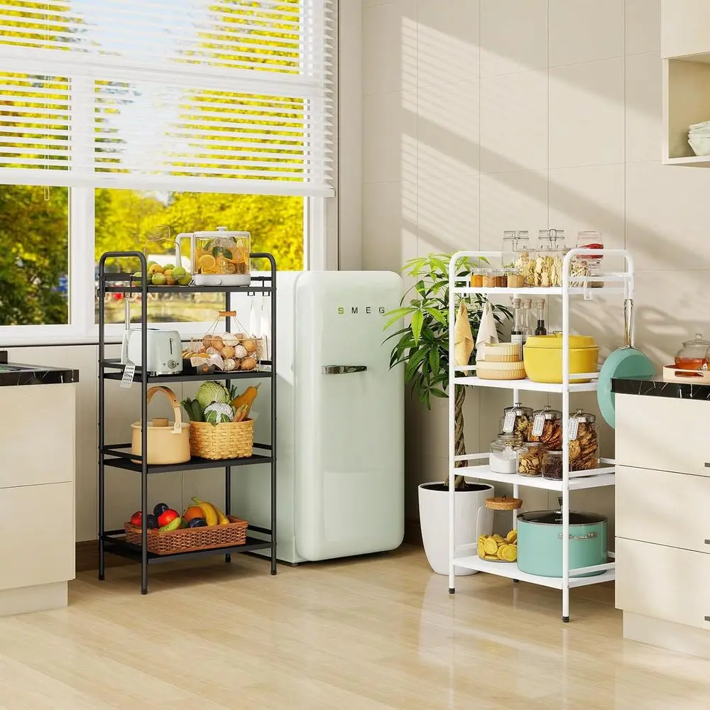 رف معدني من 4 طبقات للتخزين والمرآب والغسيل والمطبخ والمخزن، 23.6 عرض × 13.8 عمق × 50 ارتفاع، أسود